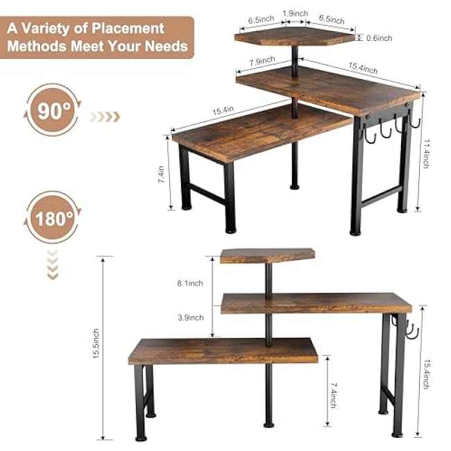 3 Tier Kitchen Countertop Organizer Corner Shelf Brown