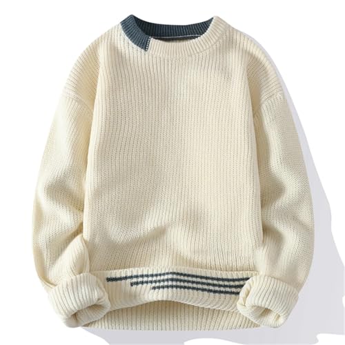 Men Crew Neck Knit Pullovers Sweater Long Sleeves Patchwork Casual Slim Sweaters Jumper Top3