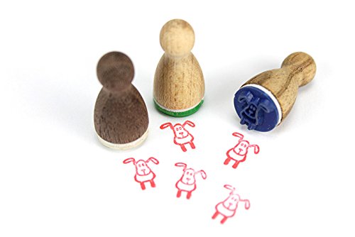 Stemplino® Ministempel - Motiv: Hund - 12mm Durchmesser - Holzstempel Kinder Stempel Bullet Journal Stempel mit Hunde Motiv Hund Stempel