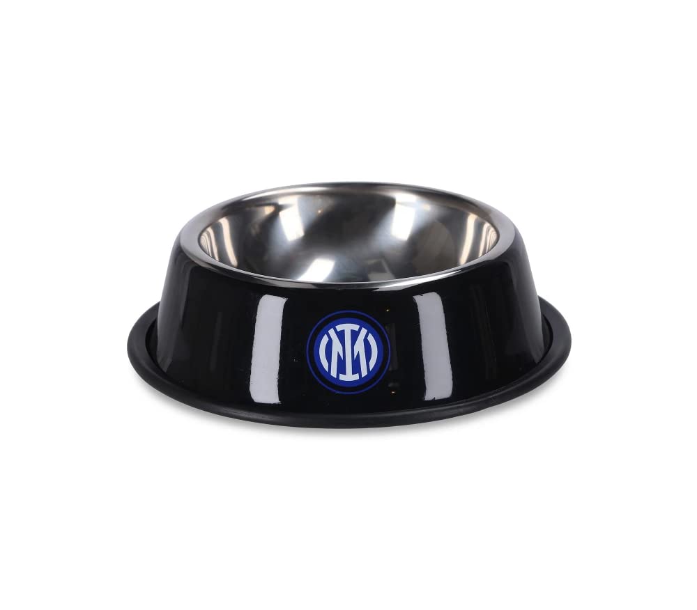Inter PETBOWLSET18INTER Set ciotole cane/gatto, Prodotto Ufficiale, 18 cm (dia), Nero