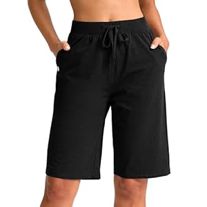 G Gradual Women’s Bermuda Shorts 11″ Long Comfy Drawstring Shorts Knee Length Walking Shorts for Women with Deep Pockets
