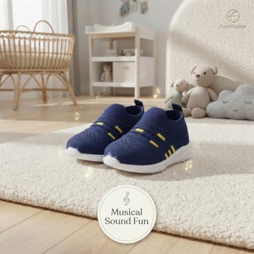 Image of Infant Shoes for Baby Boys & Girls | Musical Sound Walking Shoes | First Walker Shoes for Toddlers | Lightweight Breathable Knit Sneakers | Soft Sole Comfortable Slip On Shoes for Newborns, Babies & Kids