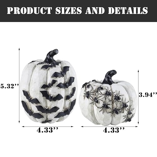 Image of FESTGLOX Black and White Pumpkins with Bats for Halloween Indoor Decor