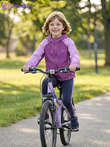 Image of WELAKEN Lightweight Jacket for Girls Kid Teen Waterproof Windbreaker Hooded Rain Coats with Pockets