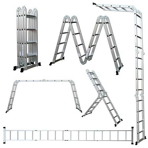 Aardwolf Quickfit Heavy Duty Aluminium Multi Purpose Extension Ladder | Foldable Step Ladder|150 Kg Capacity | Ladder for Home | Professional | Industrial (4 x 4 | 16 Step with Platform) (B0D2X6691C) Amazon Price History, Amazon Price Tracker