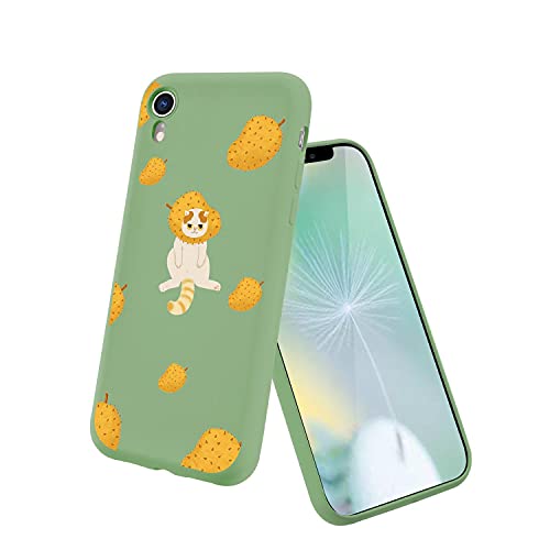 Musang King Durian Case for Apple iPhone 12,Durian cat Pattern iPhone 12 Case Soft Smooth Liquid Silicone Shockproof Full Body Protection Cover with Microfiber Lining for Girl Women