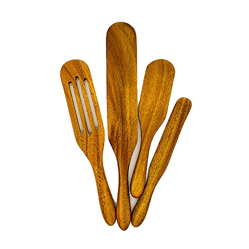AS SEEN ON TV, 4pc Spurtle Set, ALL NATURAL KAYES Kitchen, Spurtle Kitchen Tool, Premium, Spurtle Kitchen Utensil, Wooden Kitchen Spurtles, Wooden Kitchen Utensils, Cooking Spoons