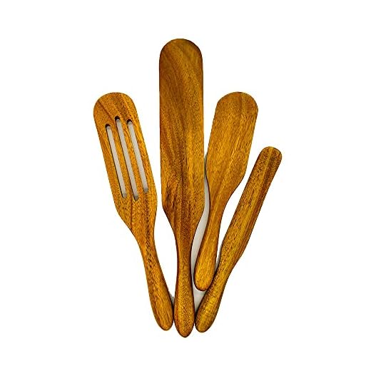 AS SEEN ON TV, 4pc Spurtle Set, ALL NATURAL KAYES Kitchen, Spurtle Kitchen Tool, Premium, Spurtle Kitchen Utensil, Wooden Kitchen Spurtles, Wooden Kitchen Utensils, Cooking Spoons