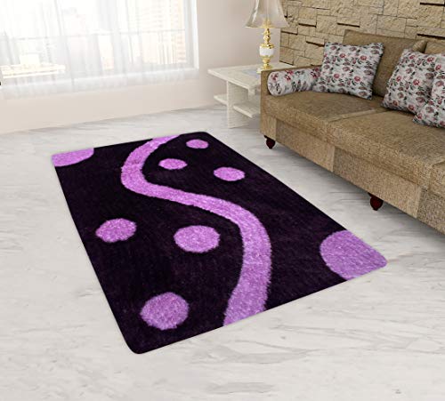 Woolpik Fashions Pvt Ltd 5D Polyester Shaggy Fur Carpet for Bedroon, Hall and Living Room-Circles-4X6 Feet (Purple)
