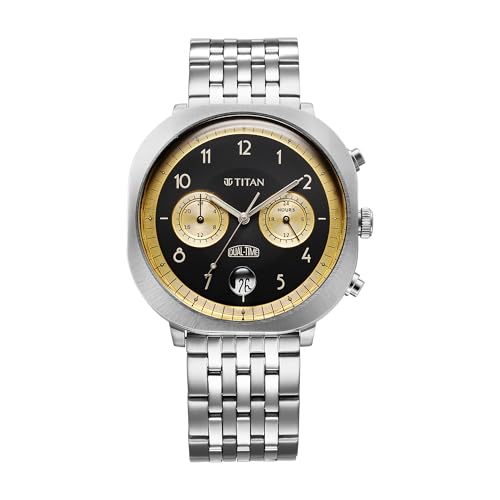 Titan Timeless Treasure Dual Tone Black Dial Multifunction Leather Strap Watch for Men (B0D97JZC22) Amazon Price History, Amazon Price Tracker