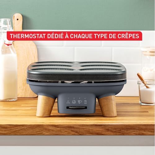 Tefal Crêpier Gourmet Crêpier électrique 6 empruntes Revêtement antiadhésif Rangement facile Thermo Spot PY901BF1 - vue 2