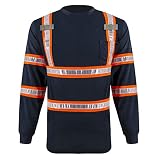 SMASYS Reflective Safety Work Shirts - High Visibility Long Sleeve T Shirts ANSI with Pockets and PV