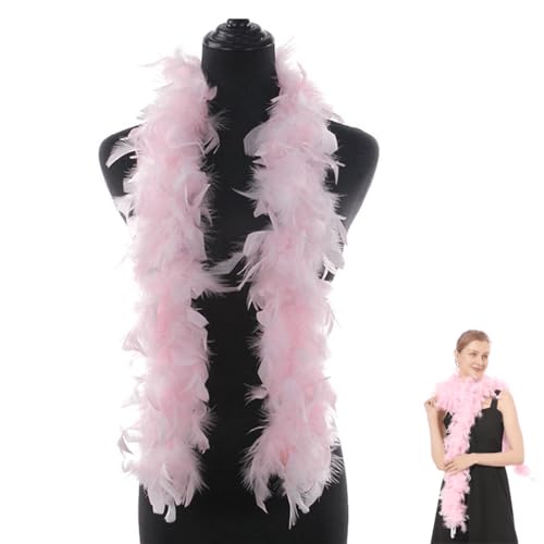 QEXUJOW Boas,1.2M Rosa Federschal,Federboa Einfarbig Set,Flauschige Federboa,Geeignet für Tanz Hochzeit Weihnachten Halloween Karneval Dress up...