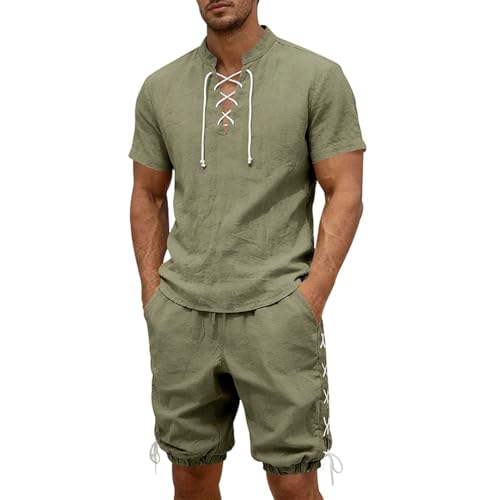 Combinaison d'été en lin t-shirt manches courtes short tenue vintage vacances