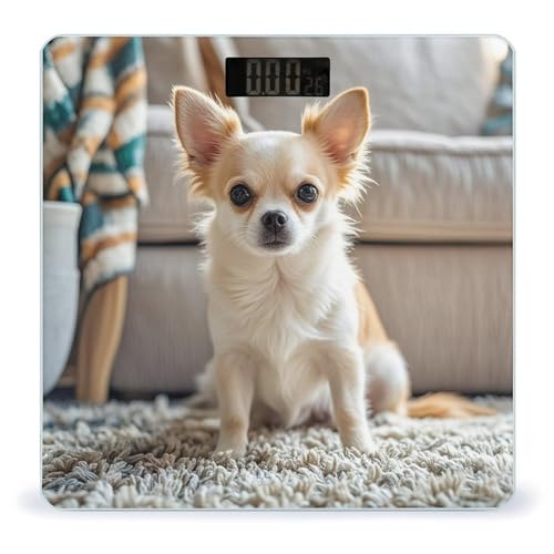 Báscula digital para baño con diseño Chihuahua miniatura 1