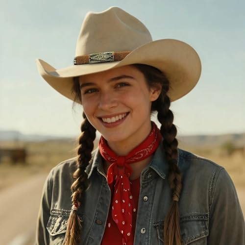 Image of Cowboy Hat Bands for Men Women, Leather Hatbands Belt for Cowboy /Western /Fedora /Cowgirl Hats