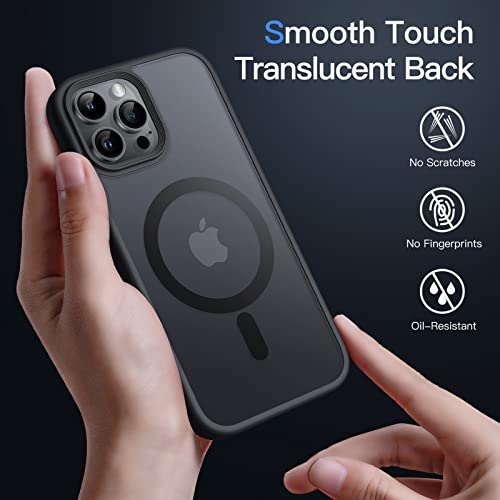 Jetech Magnetic Case For Iphone 12 Pro Max 6.7-Inch Compatible With Magsafe, Translucent Matte Back Slim Shockproof Phone Cover (Black) #TOP3