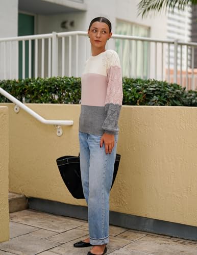 Zeagoo Womens Sweaters 2025 Long Sleeve Crew Neck Lightweight Pullover Knitted Cute Fall Fashion Tops3