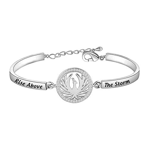 LQRI Phoenix Bracelet Rise Above the Storm Phoenix Charm Bracelet Fire Bird Jewelry Phoenix Rebirth Jewelry Inspirational Gift for Friends Graduates