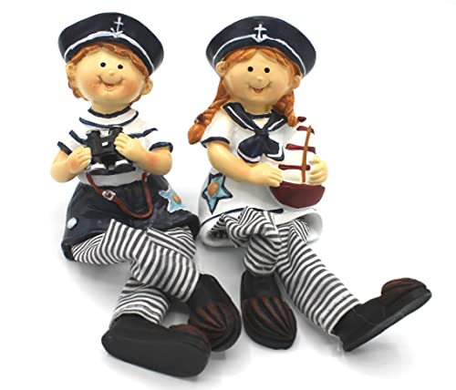 dekoundmeer 2er Set Kantenhocker Matrosen Kinder 14 cm (Blau)