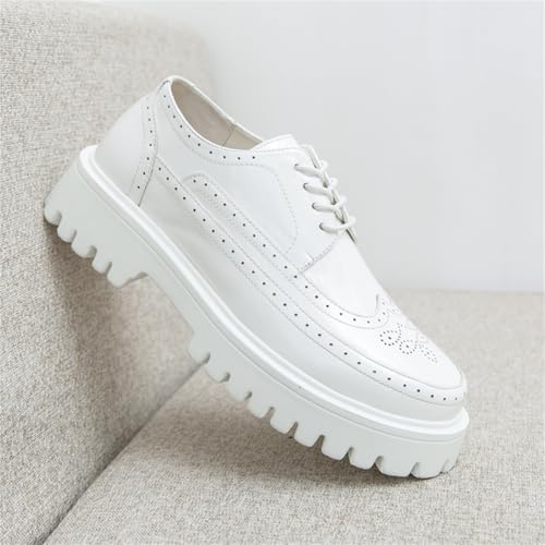 Men's Classic Patent Leather Platform Brogue Lace Up Dress Shoes Lace-Up Sneakers Lightweight Penny Formal Business Wedding Round Toe Moccasins Shoes3