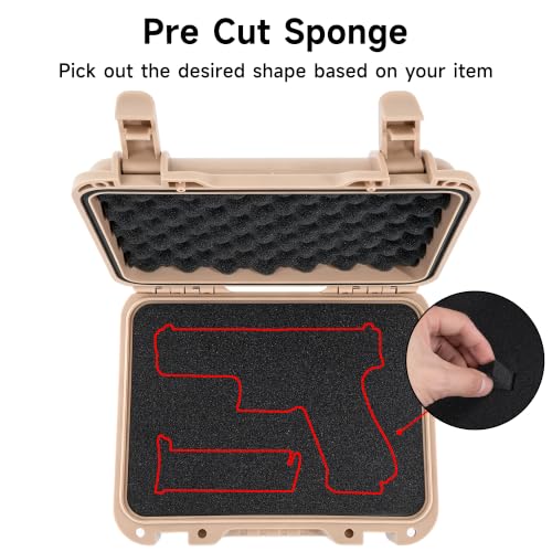 Image of TSA Approved Gun Pistol Case Waterproof Handgun Case with Pre-Cut EVA Foam Shockproof Travel Carrying Hard Shell Case Included Silica Gel Canister, Black