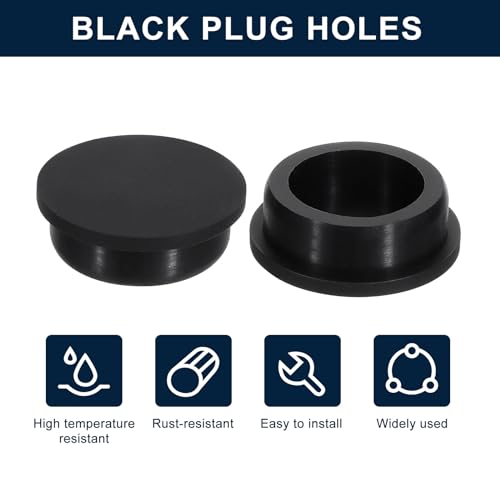 Image of uxcell 2 Pcs Black Plug Holes, Waterproof Rubber Button Plug for 42mm / 1.65 inch Hole