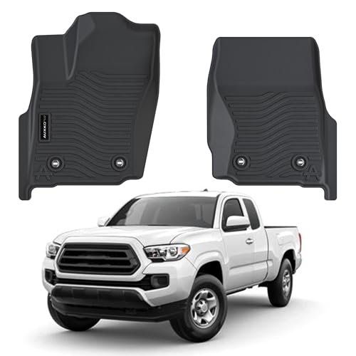 Auxko All Weather Floor Mats Fit for Toyota Tacoma 2026 2025 2024 Double & Access Cab XtraCab Front Row (Only for Automatic Include Hybrid and Gas) TPE Tacoma Accessory Odorless Anti-Slip Black