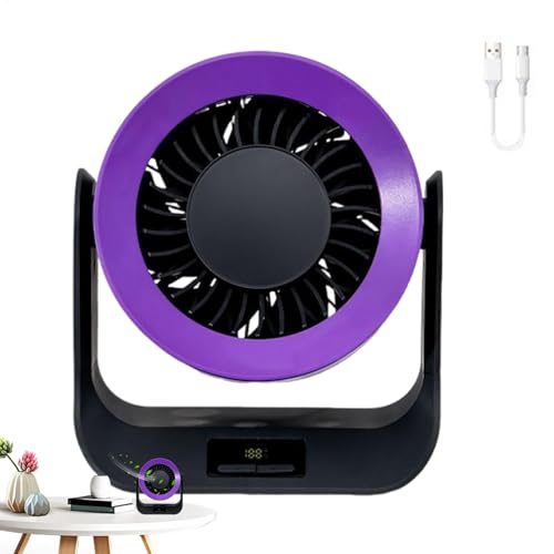 Nkmujil Ventilador de escritorio, ventilador silencioso recargable por USB con pantalla LED, diseño portátil montado en la pared para dormitorio, hogar, al aire libre, viajes, 6.7 x 3.9 x 7.4 pulgadas