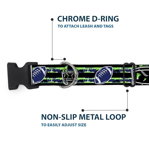 Collar de clip Buckle Down para evitar tirones con diseño de casco de fútbol a rayas 6