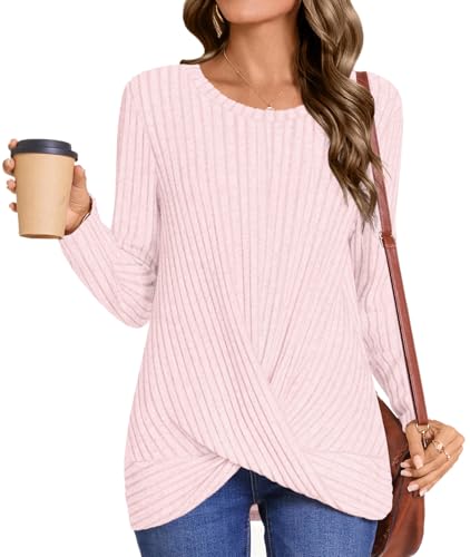 Image of HOTGIFT Women's Pullover Sweaters Winter Tunic Tops Long Sleeve Crewneck Shirts Casual Comfortable Blouse