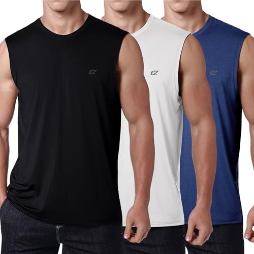 Image of EZRUN Men's Workout Sleeveless Shirts Quick Dry Muscle Swim Shirt Gym Fitness Running Beach Tank Tops