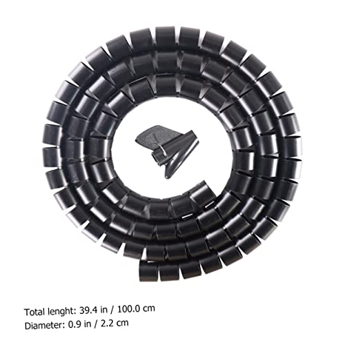 Funda en espiral para cables HOMSFOU organizadora, negra, duradera y resistente para hogar y oficina miniatura 3