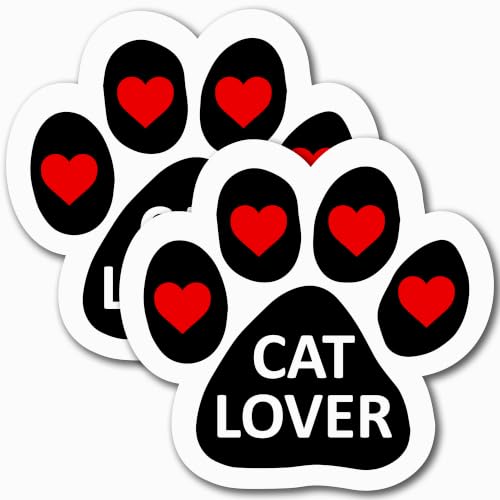 Image of Cat Lover Pawprint Car Magnet 5 Inch 2 Pack, Dog Lover Gift, Made in USA | Heavy duty magnetic decal for car, truck, SUV or fridge, full color UV printed