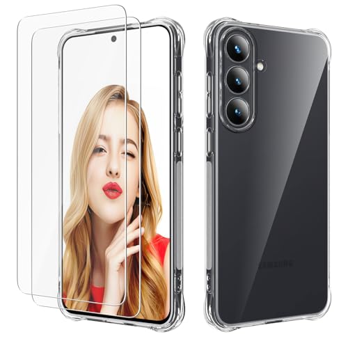 FollmeAir Samsung Galaxy S25 FE�p�P�[�X 2X�X�N���[���v���e�N�^�[�t���A�X�����ŏ_���TPU�����R�[�i�[ �Ռ��z�� ���o�[ �K�[���Y ���f�B�[�X �\�t�g�J�o�[ Galaxy S25 FE�p(�N���A�AS25 FE)