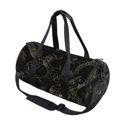 Bolsa redonda con bolsillo interior en estilo antiguo negro y dorado