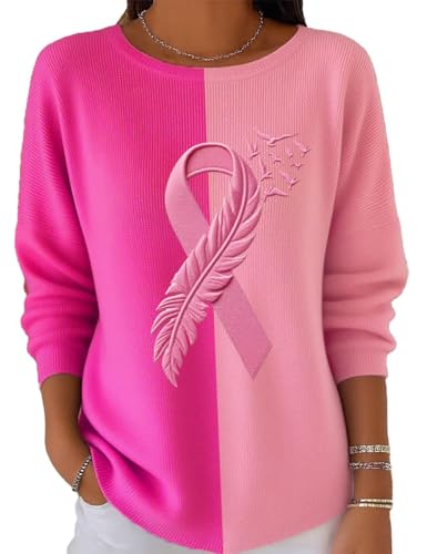 in October We Wear Pink Ribbon Sweatshirt Bird Flying Breast Cancer Shirts for Women