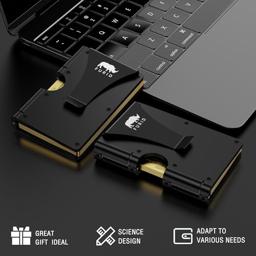 card wallet for men slim minimalist metal wallets with money clip - rfid thin front pocket credit card holder - gift for men husband father at anniversay brithday