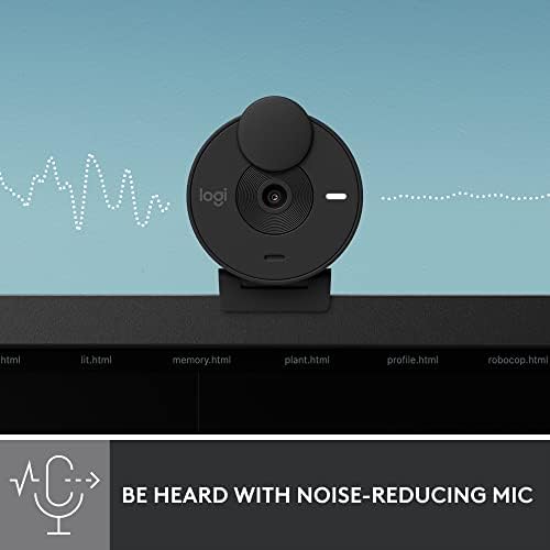 Logitech Brio 301 Full HD Webcam with Privacy Shutter, Noise Reduction Microphone, USB-C, Certified for Zoom, Microsoft Teams, Google Meet, Auto Light Correction - Black - 3