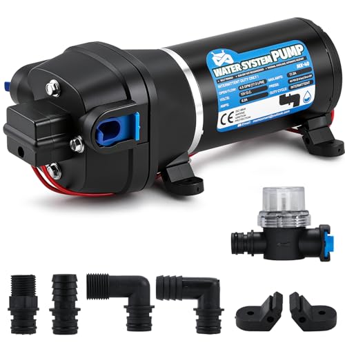Mxmoonant 12V Automatische Wasserpumpe, Druckpumpe, 2.8Bar, 132W, 17L/Min, Selbstansaugend, Überlastungsschutz, Geräuscharm, Membranpumpe für Wohnmobil, Boot, Waschen, Bewässerung, Zirkulation