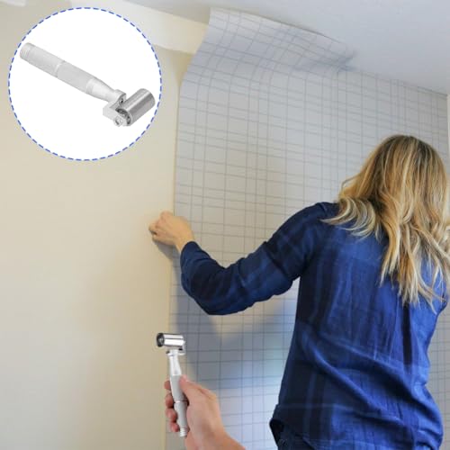 Joyzan Edelstahl Tapete Rooler, Andrückroller Flache Druckwalze DIY Edelstahlwalze Tapeten Nahtroller Handwalzenplatte Handroller Kantennaht Heimdekoration Anwenden Rollenwerkzeug Rutschfestes