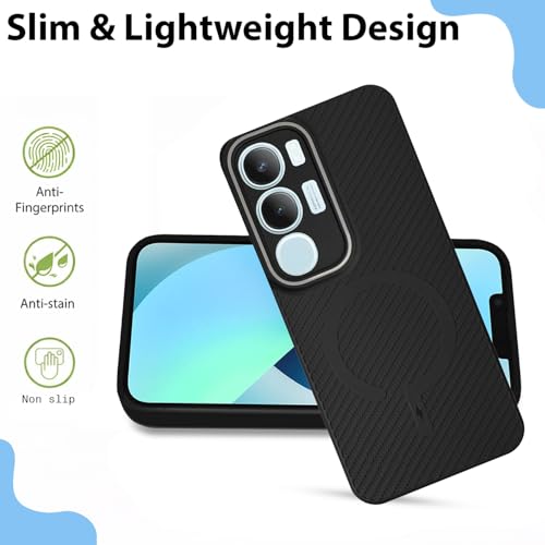 Image of LIRAMARK Rugged Carbon Fibre TPU Armor Silicone Back Cover Case for Vivo Y29 5G / Y19s 4G