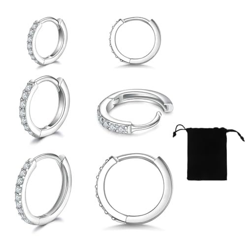 LICHUANUK 3 Paires Acier inoxydable Petites Boucles D'oreilles Plaqué Mini Creole pour Femmes...