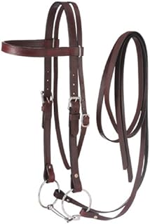 Tough 1 Western Leather Browband Draft Bridle, Dark Oil