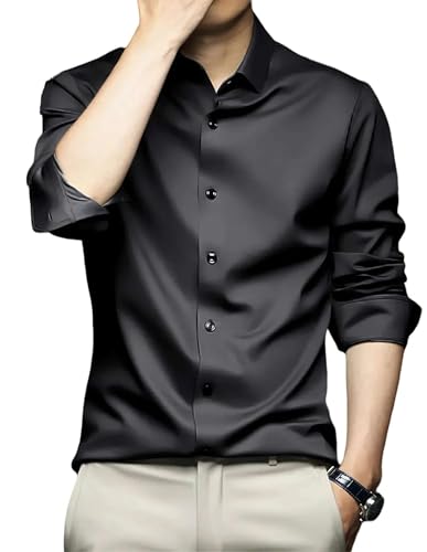 Image of IndoPrimo Men's Stylish Solid Satin Casual Shirt for Men Full Sleeve