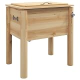 Outsunny Wooden Patio Cooler, 54Qt. Outdoor Beverage Cooler with 3 Handles and Bottle Opener for Poolside Party, Backyard, Deck, Natural