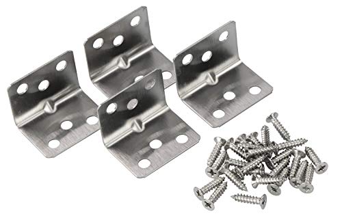 4 conectores acodados de Laublust, de acero inoxidable plateado, aprox. 36 x 28 x 28 mm.