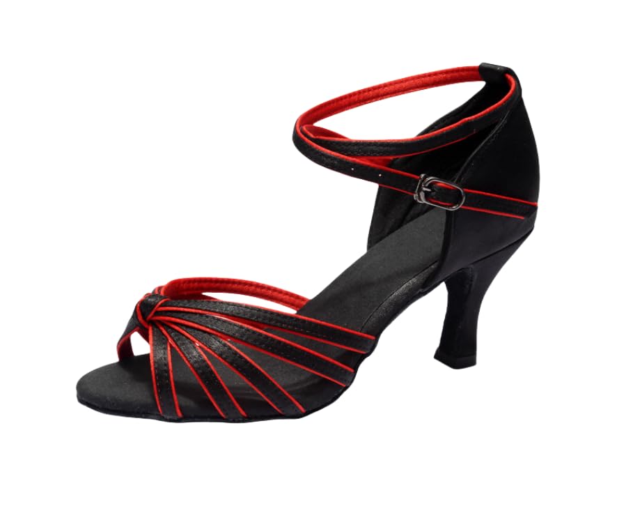 Women's Latin Dance Shoes Satin Professional Heeled Ballroom Salsa Practice Performance Tango Party Dance Shoes