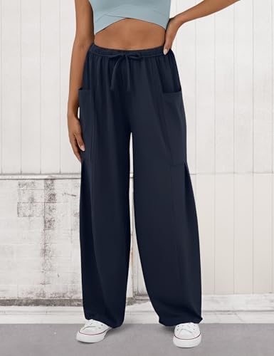 Womens Wide Leg Palazzo Pants Casual High Waisted Adjustable Tie Knot Flowy Trousers Summer Lounge Pant with Pockets3