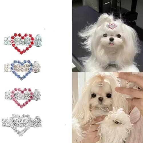 Pince cœur strass chien : finis les poils devant les yeux grâce à ces 4 barrettes de fête pour chat